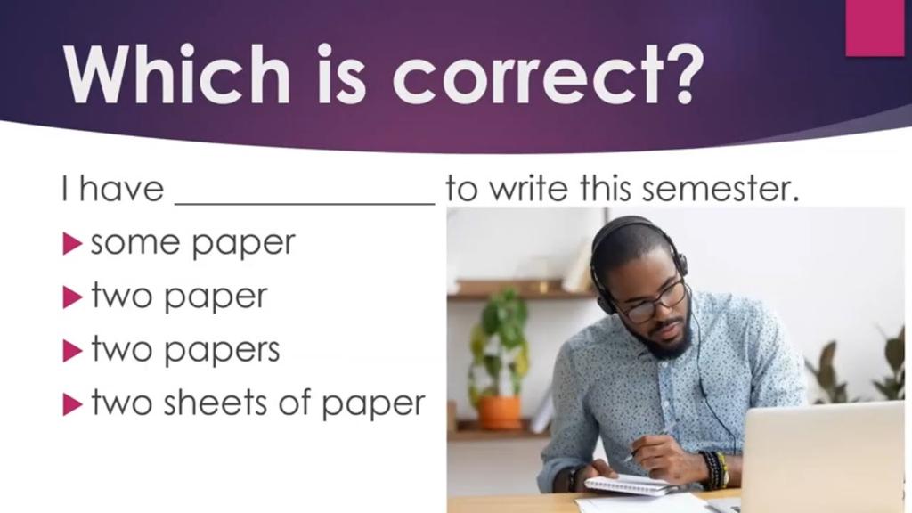 'Video thumbnail for Say it Right in English:  Paper vs. Papers'